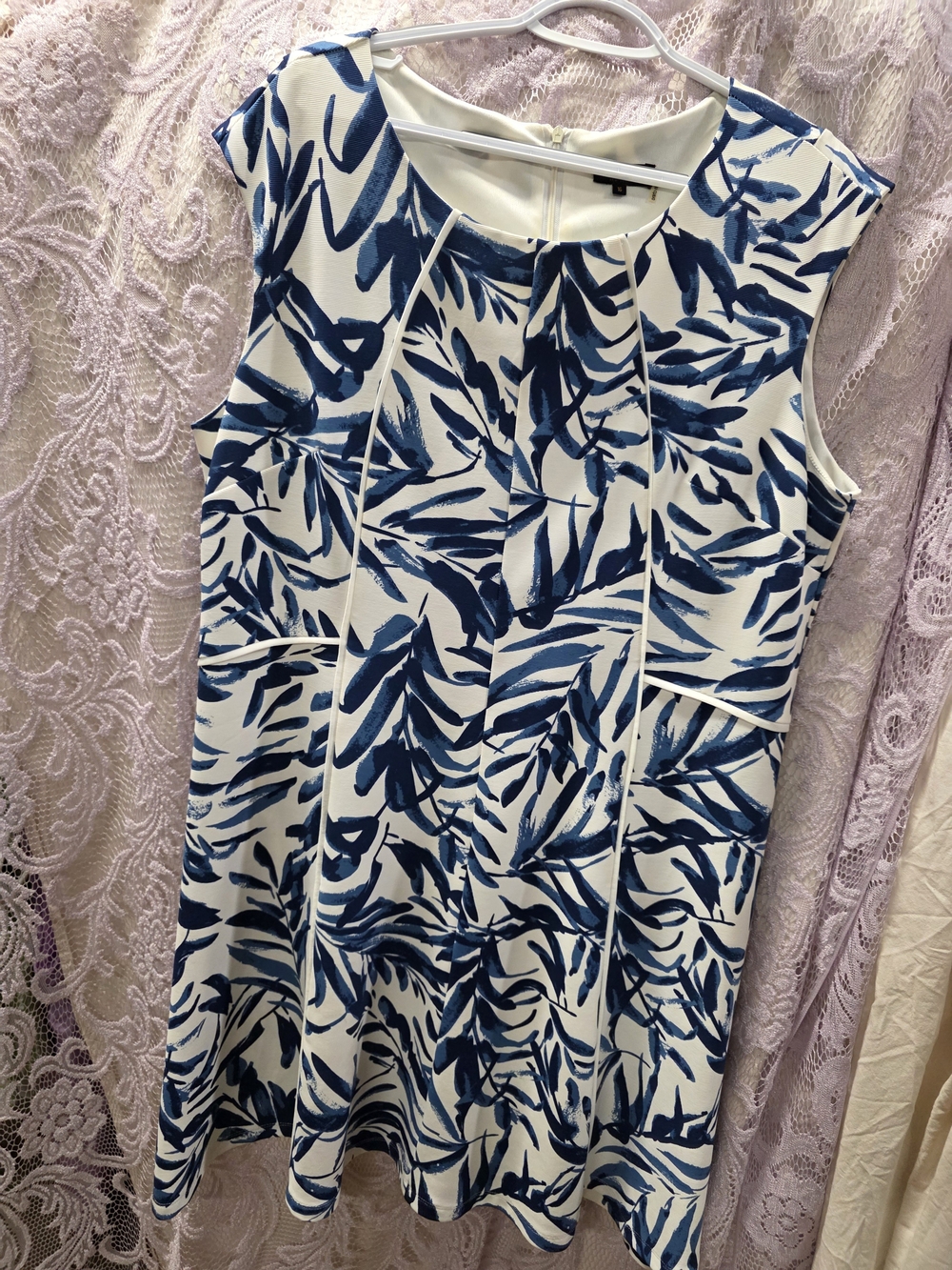 ILE Blue Leaf Print Midi Dress - Brand: